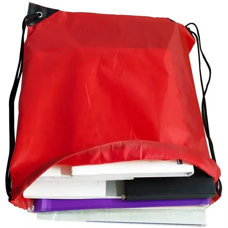 High quality custom logo polyester drawstring backpack bag for travel