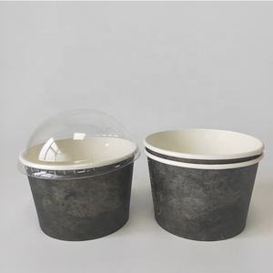 Bol en papier de 4oz 8oz avec couvercle emballage en papier kraft jetable saladier/tasse à glace avec couvercle plat/dôme transparent - Product Image 6