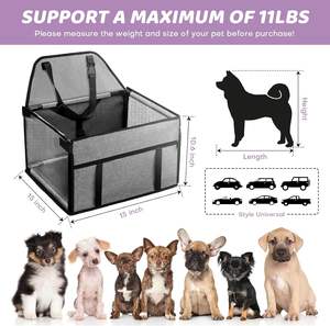 Siège de voiture portable pour chiot avec <span class=keywords><strong>laisse</strong></span> de sécurité à clipser et tuyau de support <span class=keywords><strong>en</strong></span> PVC anti-effondrement pour petits animaux de compagnie - Product Image 4