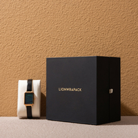Boîte à montre de luxe personnalisée, style livre, emballage cadeau, insert en mousse floquée, logo en feuille d'or, Lionwrapack