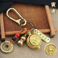 Porte-clés populaire en métal cinabre en forme de calebasse, animal du zodiaque chinois, pendentif porte-clés de voiture, porte-clés porte-bonheur