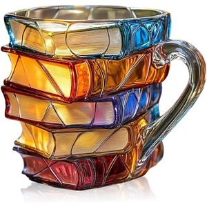 Taza de Café Pintada W62 de 11 oz, Diseño Único y Colorido en Resina/Vidrio 3D, Linda Caricatura, Apta para Lavavajillas y Microondas, Regalo para el Regreso a Clases - Product Image 1