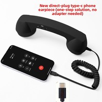 Penerima Telepon Klasik Retro Tipe-C dengan Earphone Berkabel, Gaya Retro Klasik Dilengkapi Mikrofon Jack Lurus Tipe-C