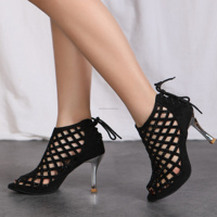 Chaussures de danse latine à lacets pour femmes découpe Sexy Chacha Bachata Salsa Performance chaussures avec talon électrolytique 8.5cm nouveauté