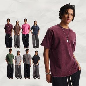 T-shirt da <span class=keywords><strong>uomo</strong></span> in jersey di cotone 100% pesante, stile casual vintage, lavaggio effetto invecchiato, di marca alla moda. - Product Image 1