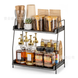 Double Layer <b>Kitchen</b> Spice <b>Rack</b> 38x19x38cm Carbonized Color For Condiments And Household Items - Product Image 1