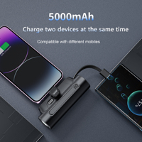 Nouvelle mini-batterie externe portable 2025 avec câble USB-C intégré, 5000 mAh, affichage LED, charge rapide