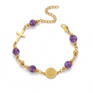 Religious 316L Stainless Steel 14k 18k Gold Plated Catholic <b>Bead</b> <b>Bracelets</b> With Charms Rosary Virgin Mary <b>Bracelet</b> for Women Men - Product Image 5