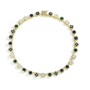 Crystal Necklace Flower Shape Four <b>Leaf</b> Clover Bezel Setting 16 18 20 Inch Everyday Wear Unisex Jewelry - Product Image 4