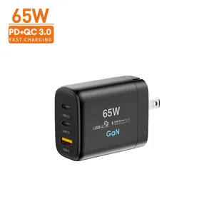 畅销书壁挂式手机充电器智能45W 65瓦Usb-C Tipo C Gan Pd Qc3.0 Usb充电器65w多端口GaN充电器