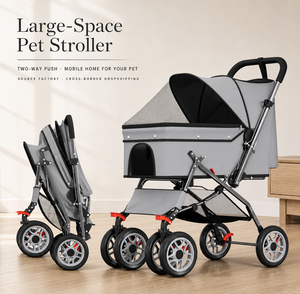 Carrito Plegable para Mascotas de 4 Ruedas, Carrito para Perros con Cabina Grande, Capacidad de Carga de 25 kg, Transportador para Exteriores - Product Image 4