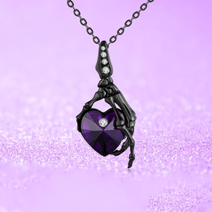 Collana con Teschio in Acciaio Inox Placcato Argento, Pendente a Forma di Cuore con Zircone Sintetico, Stile <span class=keywords><strong>Gotico</strong></span> Punk, Regalo di Natale per Donne - Product Image 2