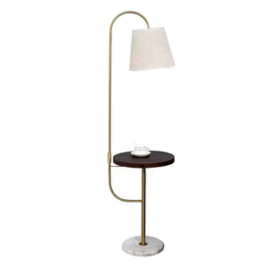 Lámpara de pie LED moderna europea, Control táctil de latón antiguo, <span class=keywords><strong>madera</strong></span> blanca para interior, hogar inteligente, sala de estar, cafetería, decoración DIY - Product Image 5