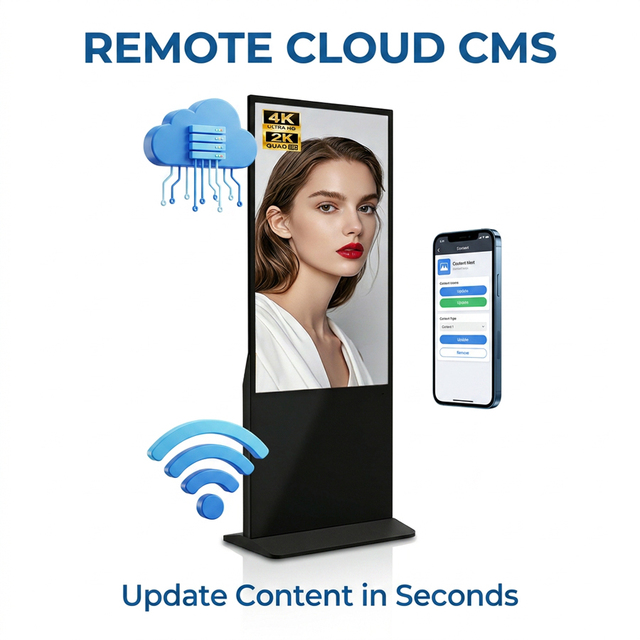 Portable 32 Inch Smart Mobile Screen Wireless Monitor Android 13 Movable TV for Office Meeting Home Kitchen Retail Display Shop