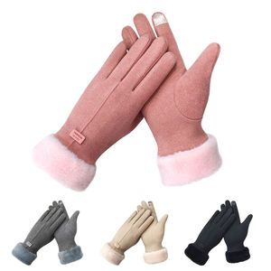 Gants d'hiver en laine pour l'extérieur, couleur unie créative, en velours de lapin, compatibles écran tactile, épais et chauds pour femmes - Vente en gros directe usine - Product Image 6
