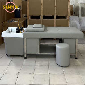 Siman, muebles de salón de moda, silla de masaje para lavar el cabello, cama de champú de cuero Pu con máquina de vapor para terapia de cabeza, estilo tailandés - Product Image 1