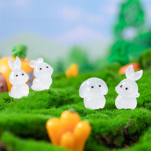 Figurines d'animaux lapins mignons et lumineux Weij Micro-landscape, accessoires de décoration pour aménagement paysager de jardin, petits objets pour voiture et bureau - Product Image 3