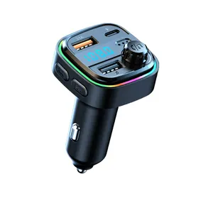 المزدوج USB شاحن سيارة FM الارسال BT محول لاسلكي يدوي ستيريو Mp3 لاعب الملونة أضواء FM المغير