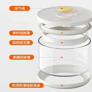 Lonchera de vidrio borosilicato Chao High de 1-3L, apta para microondas, con tapa de plástico para trabajadores de oficina. - Product Image 4