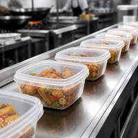 Conteneur alimentaire en PP en gros 500 ml avec couvercle, boîte repas jetable pour la restauration, compatible congélateur et micro-ondes, approvisionnement en vrac direct usine