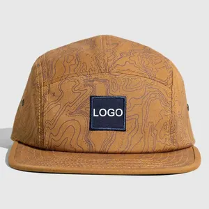 Custom Platte Rand Snapback Vijf Panel Camp Cap Niet Geconstrueerd 5 Panel Hoed