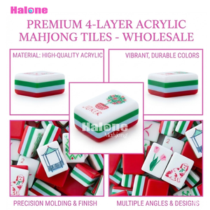 Preppy Luxury American Mahjong Tiles 160-Tile Standard 4-<strong>Layer</strong> Acrylic Set in Festive Red for Home Play &amp; New Year Gifting - Product Image 2