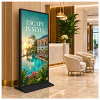 Affichage numérique d'accueil pour hôtel, écran LCD publicitaire sur pied, 75 pouces, affichage intelligent pour les informations et services des clients