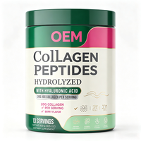 Poudre de peptides de collagène hydrolysé 20g de collagène par portion avec acide hyaluronique saveur baies 13 portions Poids net 300g