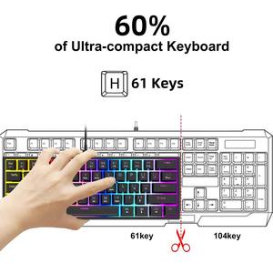 En stock, faible MOQ, clavier mécanique portable filaire 61 touches pour jeux avec rétroéclairage RVB - Product Image 2