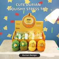 Jouet Squishy TPR Durian Mignon, Simulation Alimentaire Douce, Anti-Stress, Balle de Décompression à Presser pour Filles et Enfants 14+ Vente en Gros