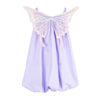 Robe de fête pour enfants, costume de fée princesse avec ailes de papillon, couleur lavande, pour tout-petits, ourlet bouffant, vêtements de créateur, sans manches, en coton