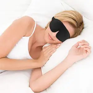 Negro Deluxe dormir ojo máscara para los hombres las mujeres 3D contorno taza máscara de dormir y venda con enchufe de oído de seda, bolsa de viaje
