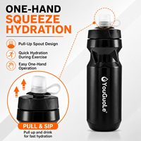 Bouteille d'eau sport OEM compressible 600ml 700ml en PP anti-fuite avec logo personnalisé faible MOQ pour extérieur, gym, vélo