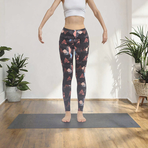 Women High Waist Geometric Print <b>Leggings</b> Full <b>Length</b> Stretch Knitted Yoga Pants Sporty Style All Seasons - Product Image 3