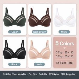 Reggiseno in Pizzo Plus Size per Donne, con Ferretto, Copertura Completa, Push-up, Sexy, Comodo <span class=keywords><strong>e</strong></span> Traspirante per Uso Quotidiano - Product Image 2
