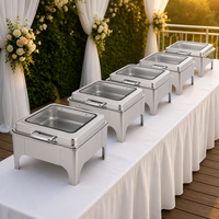 Réchaud alimentaire en acier inoxydable, chauffage à l'alcool, contrôle automatique de la température, 6L, 50-70°C, service de restauration, banquet de mariage, hôtel