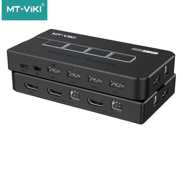 4096*2160/3840*2160 60Hz Hdmi 4 Port Kvm Switch With Remote Control 4 Computers to Keyboard Mouse Selector Console