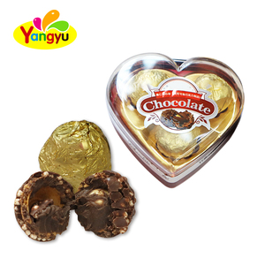 Bonbons au chocolat en forme de cœur, enveloppés de feuille d'or, croquants aux noisettes, en boîte transparente, vente en gros directe d'usine - Product Image 4