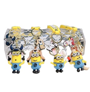 OEM Custom <span class=keywords><strong>Minions</strong></span> Weiche PVC Gummi Schlüssel anhänger Gummi Schlüssel bund Silikon Schlüssel ring 2D 3D Schlüssel ring