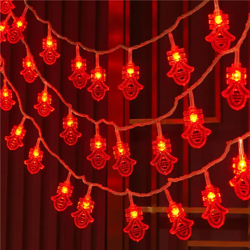 Free Sample Chinese Happy New Year Led String Lights Custom Spring Festival Wedding Red Lantern Decoration Lamp