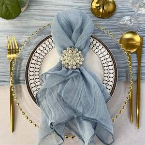 Servilletas de Lino 100% Bordadas a Mano, Desechables, de Alta Calidad, Duraderas y Elegantes para Banquetes y Bodas - Product Image 3