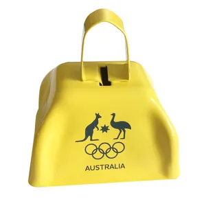 Campanas de vaca con Logo personalizado, fabricante de ruido amarillo deportivo, venta al por mayor