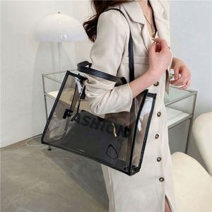 Bolsa de Compras de PVC Transparente Impermeable con Asa de PU, de Gran Capacidad, para Viaje o Playa, con Logotipo Personalizado, MOQ Bajo - Product Image 3