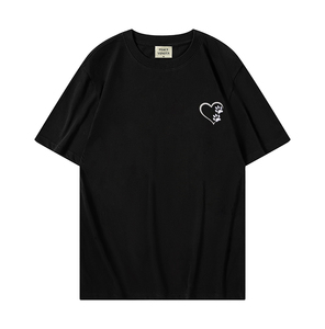 SUHE Men's Embroidered Dog Character Oversized Casual T-Shirt Short Sleeve O-Neck Black - Product Image 2