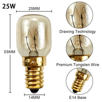 T22 E14 15W 25W 40W Edison-Glühbirne Glühlampe für Kühlschrank und Ofen Wolfram-Kühlschranklampe