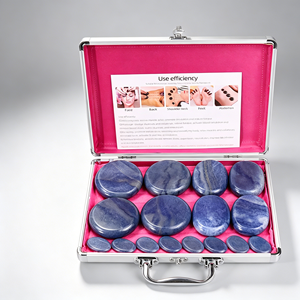 Kit de Masaje con Piedras Calientes de Aventurina Azul con Calentador para Terapia de Alivio del Dolor en Spa - Product Image 4