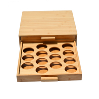 Support de capsule de dosette de café Nespresso en bambou en bois et support de machine à café de type debout avec tiroir pour l'installation de cuisine