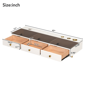 GO 47" Solid Wood <strong>Floating</strong> Shelf <strong>with</strong> <strong>Drawer</strong> Multi-Purpose Floor Mount Vanity Table Mounted <strong>Desk</strong> for Bedroom - Product Image 4