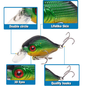 Señuelo Flotante Rock N Roll Chubby, 5 Colores, Señuelo Duro para Pesca de Lubina con Anzuelo Triple, Equipo de Pesca - Product Image 4