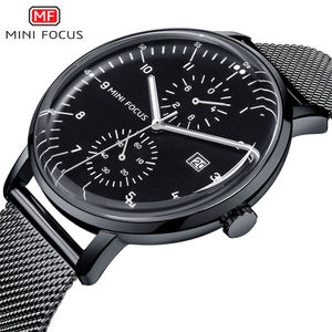 Montre à quartz pour homme MINIFOCUS au design ultra-fin, classique et tendance, bracelet en acier 20 mm, cadran à aiguilles en verre, 3 sous-cadrans, 6 aiguilles, date, alliage - Product Image 3